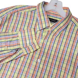 St.‎ Croix Button Down Shirt Mens L Multi Color Plaid Long Sleeve Cotton Italy